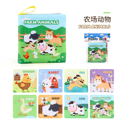 Libro de tela 3D para bebés: juguete de educación temprana con animales