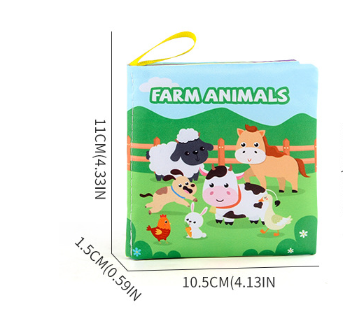Libro de tela 3D para bebés: juguete de educación temprana con animales